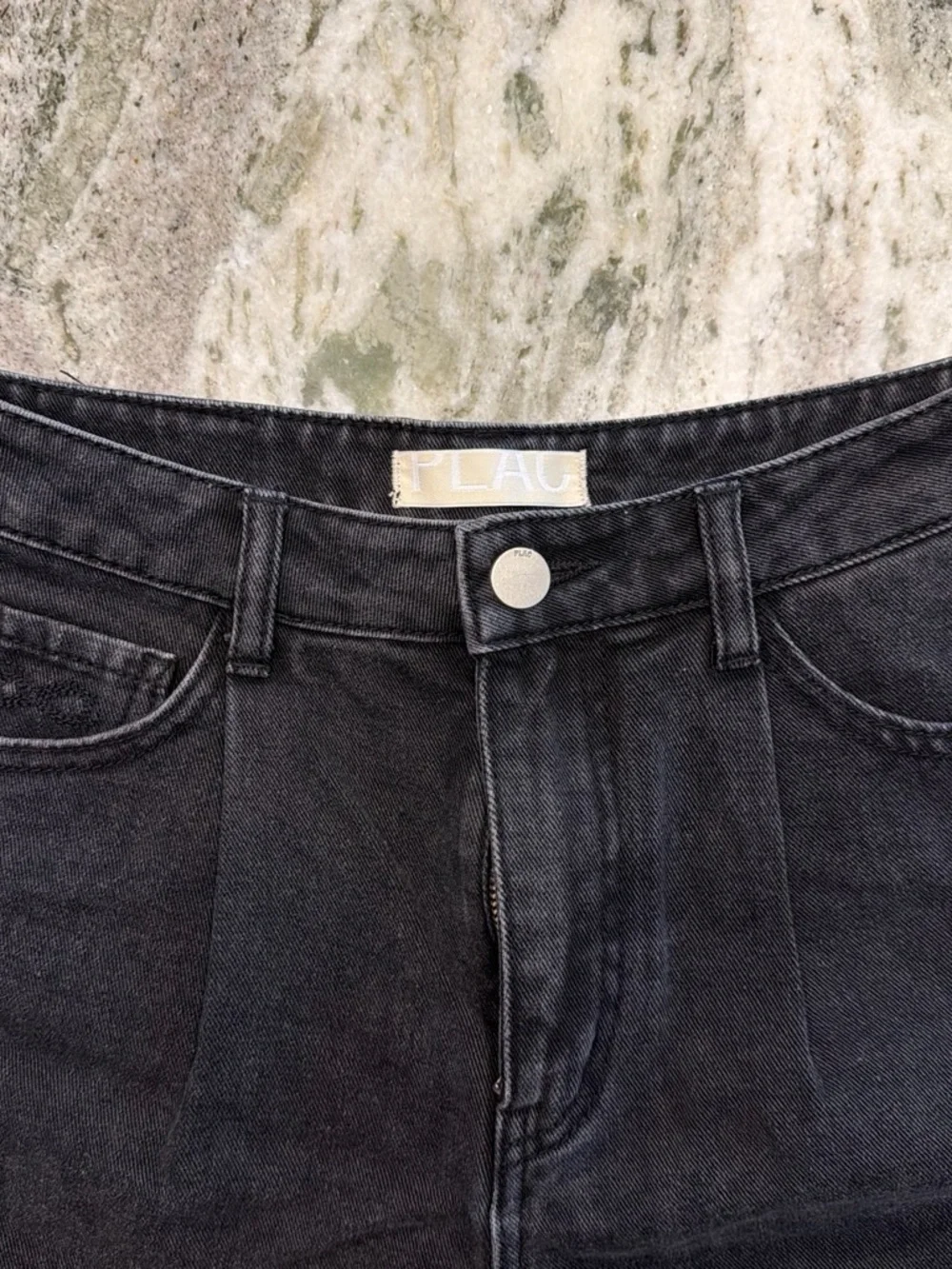 Black High-Rise Denim Shorts